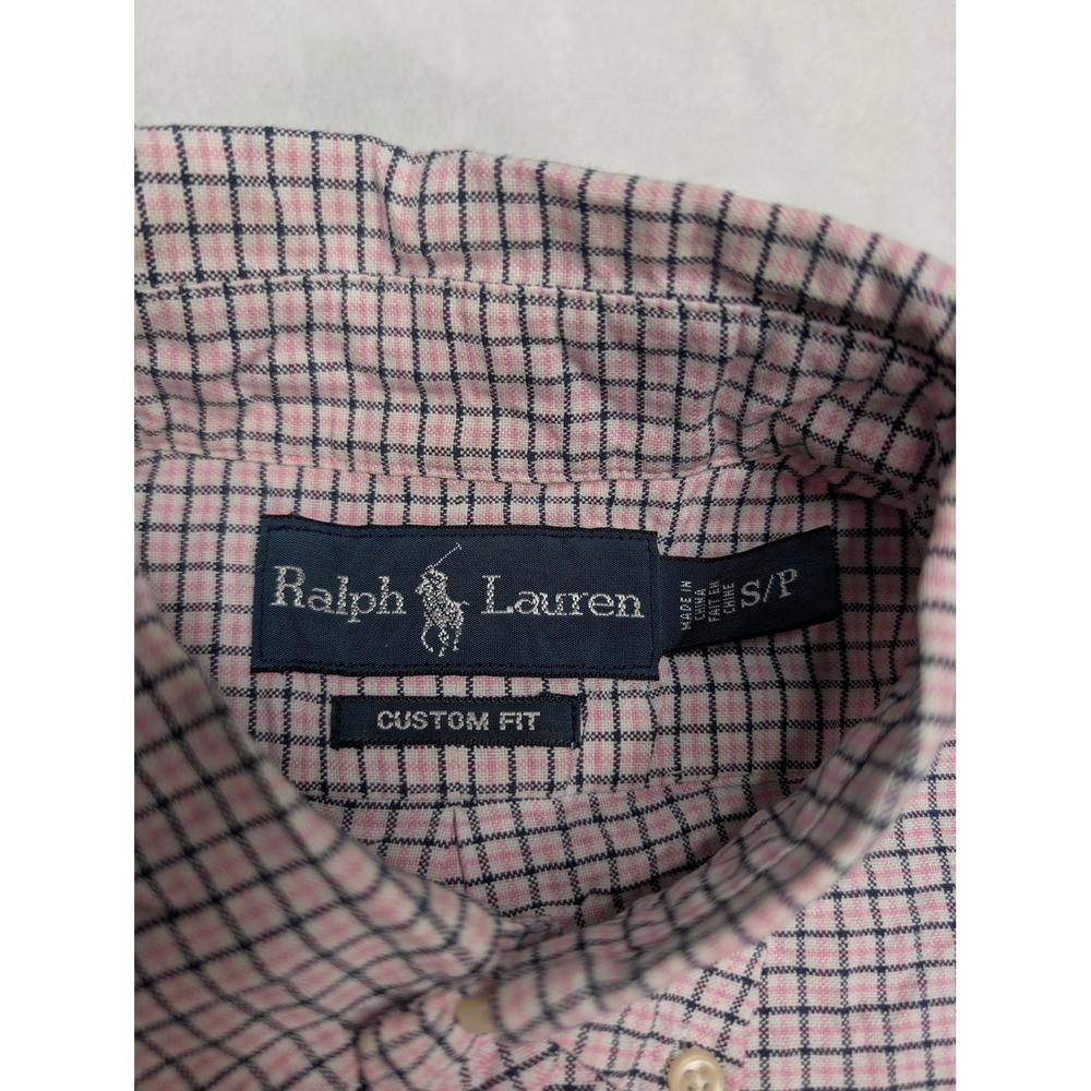 Ralph Lauren Vintage Plaid‎ Button Down Shirt Mens Size S Pink Navy - Picture 3 of 7